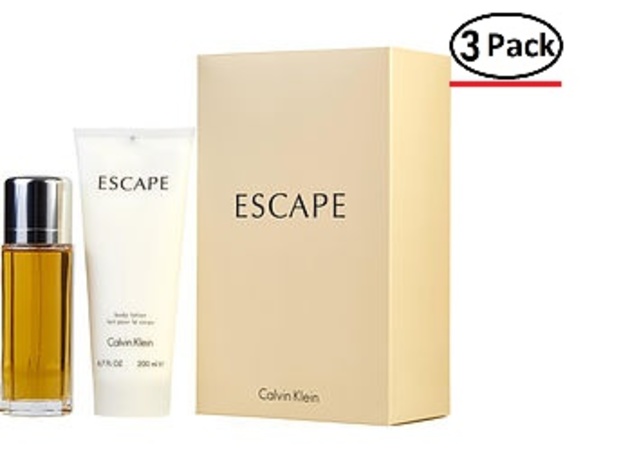 ESCAPE by Calvin Klein EAU DE PARFUM SPRAY 3.4 OZ & BODY LOTION 6.7 OZ for WOMEN ---(Package Of 3)