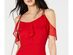 INC International Concepts Women's Solid Cold-Shoulder Midi Dress  Red Size 12