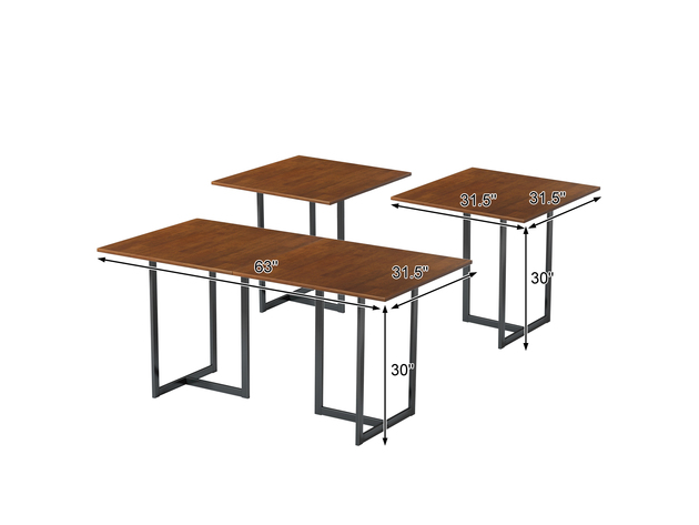 Costway 63'' Computer Desk Large Office Desk Study Workstation w/ Wood Top & Metal Frame - Brown