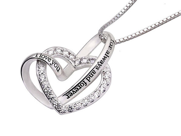 I Love You Forever And Always Heart Necklace With Swarovski Crystals Stacksocial