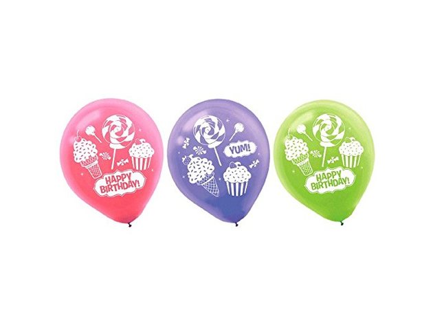 amscan Candy Land Birthday Party Sweet Shop Printed Balloons Decorations, Multicolor, 12"