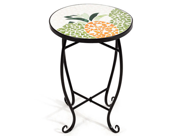 Costway Pineapple Outdoor Indoor Accent Table Plant Stand Scheme Garden Steel - Multicolor