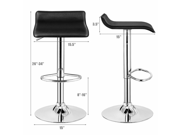 Costway Set of 2 Swivel Bar Stool PU Leather Adjustable Kitchen Counter ...