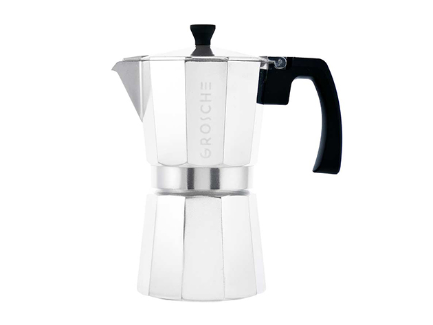 MILANO Stovetop Espresso Maker & EZ Latte Milk Frother Bundle Set (Silver/6-Cup)