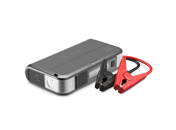 TYPE S 12V 6.0L Battery Jump Starter with Built-In Cable, LCD Display & 8,000mAh Qi Power Bank (Gray/USB-C)