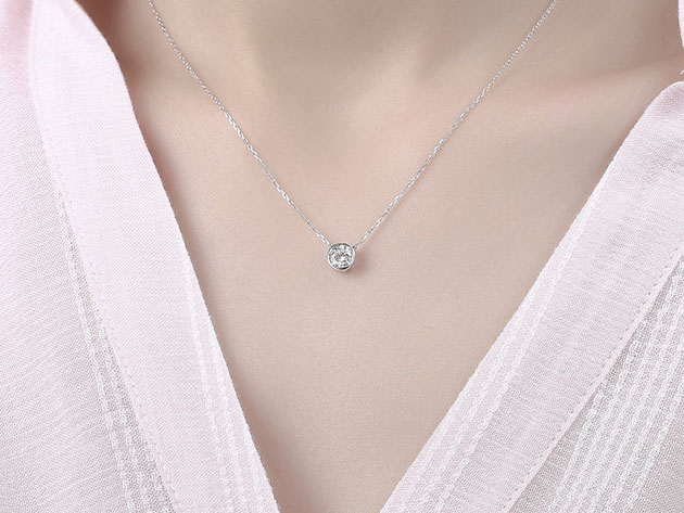 Essentials 0.50CT Lab-Grown Diamond Solitaire Bezel Necklace in 10K White Gold