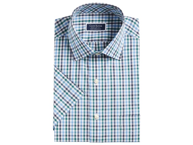 club room performance dress shirt Club Room Mens Regular Fit Dress Shirt XXL 18 in 34-35 Light Orange Plaid