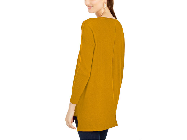 Style & Co Women's Petite Seam-Front Tunic Sweater Brown Size Petite