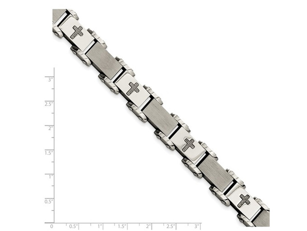 Mens Stainless Steel Cross Bracelet 8.75 Inches