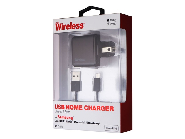 Samsung USB Home Charger With Five Foot Micro USB Cable, Can Also Be Used For Data Transfer From One Device To Another, Black (New Open Box)