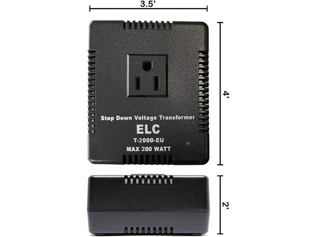 ELC 200 Watt Voltage Converter Transformer Heavy Duty Compact - Step Down - 220/240 to 110/120 Volt - Light Weight - Travel - for Hair Straightener, TVs, Laptops, Chargers [3-Years Warranty]