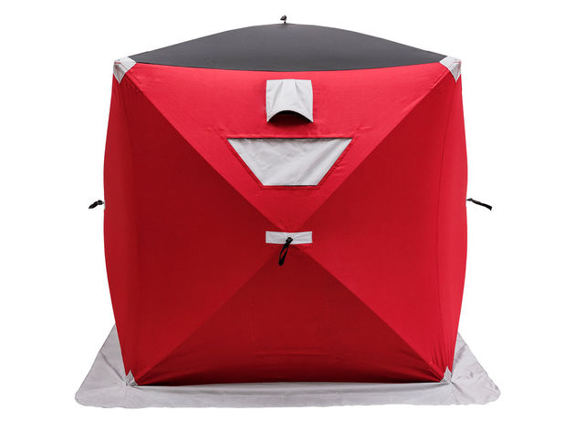 Goplus Portable Pop-up 2-person Ice Shelter Fishing Tent Shanty w/ Bag Ice Anchors - Red