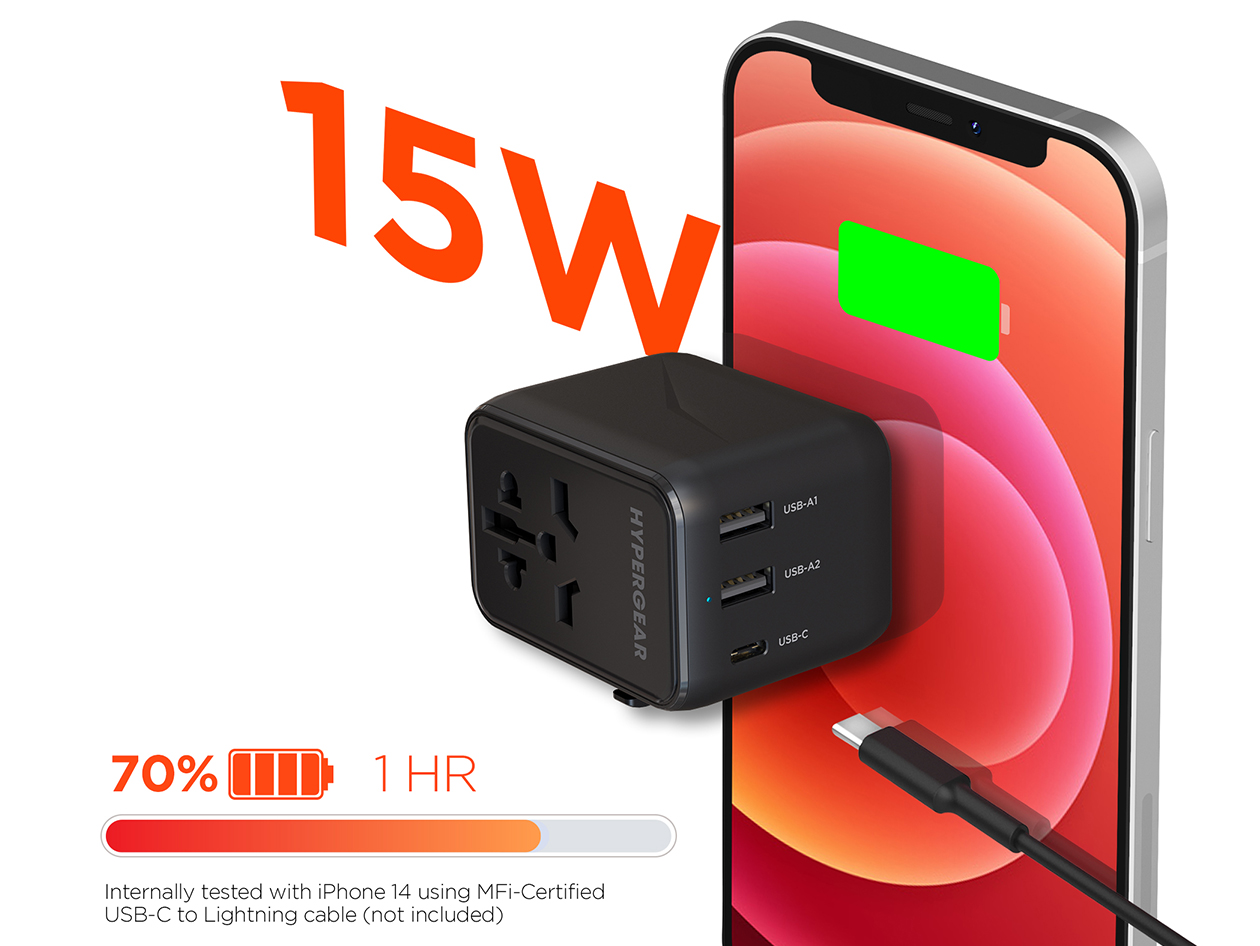 HyperGear WorldCharge Universal Travel Adapter with USB-C