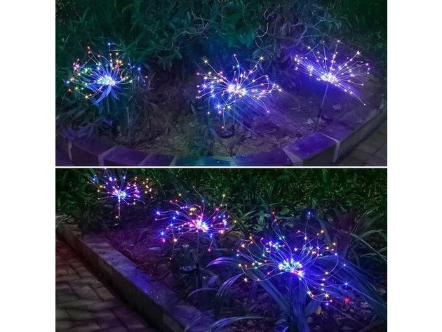 2-Pack LED Solar Firework Garden Light