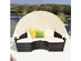 Costway Patio Rattan Daybed Cushioned Sofa Adjustable Table Top Canopy 3 Pillows - Brown