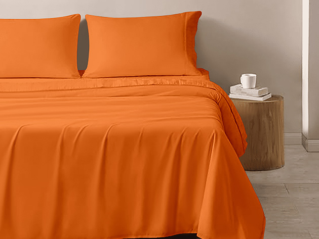 4-Piece Microfiber Sheet Set (Orange/Queen)