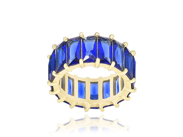 18K Gold Plated Blue Eternity Ring (Size 7)