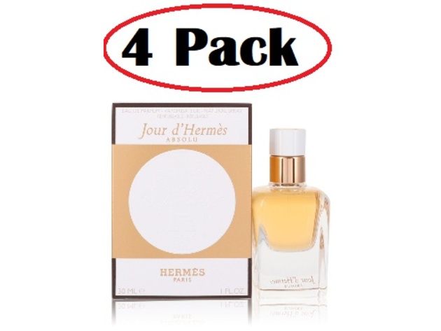 4 Pack of Jour D'hermes Absolu by Hermes Eau De Parfum Spray Refillable 1 oz