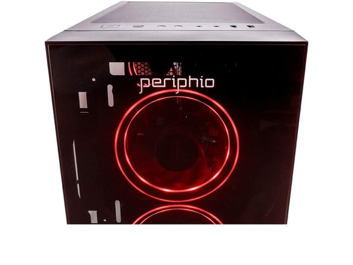 periphio red gaming pc tower desktop computer