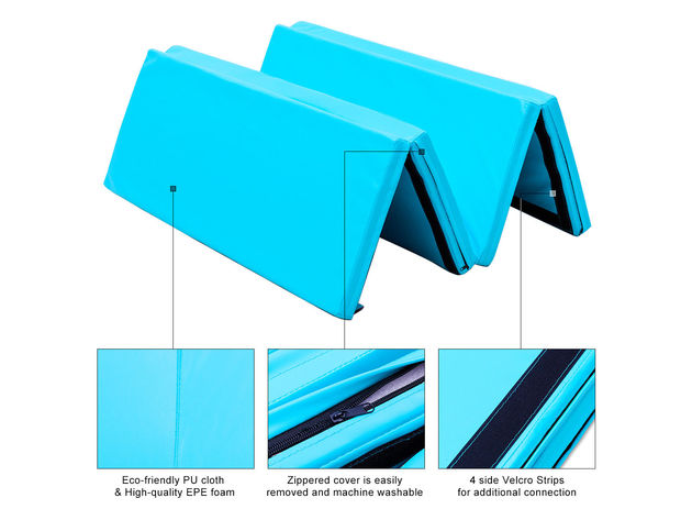 Costway 4'x6'x2'' Gymnastics Mat PU Thick Folding Panel Gym Blue 