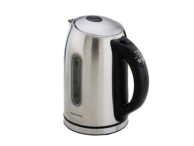 Ovente Stainless Steel 1.7L Electric Kettle with Touch Screen Control Panel