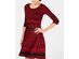 Taylor Women's Jacquard Fit & Flare Sweater Dress Red Size Small