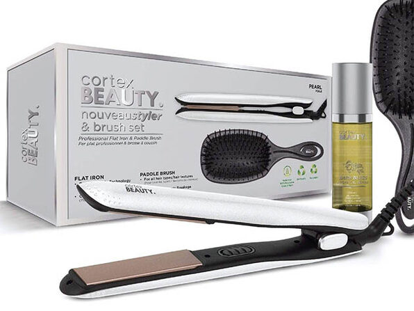 Nouveau Styler & Brush with Hair Serum Bundle (Pearl) - Product Image