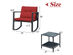 Costway 3-Piece Patio Wicker Bistro Furniture Set w/ 2 Rocking Chairs, Glass Side Table, Cushions - Red