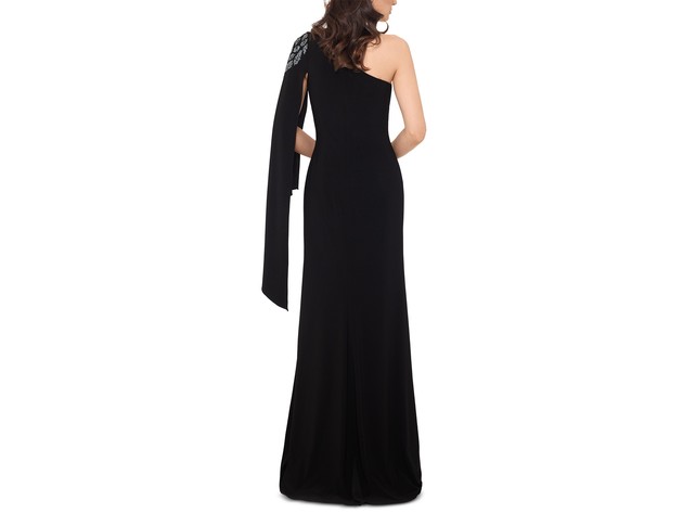 Xscape Women's Embellished One-Shoulder Gown Black Size 4