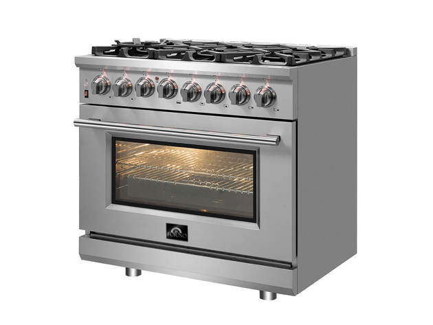 Forno  FFSGS612536 36 inch Cossato Stainless Duel Fuel Electric Gas Range