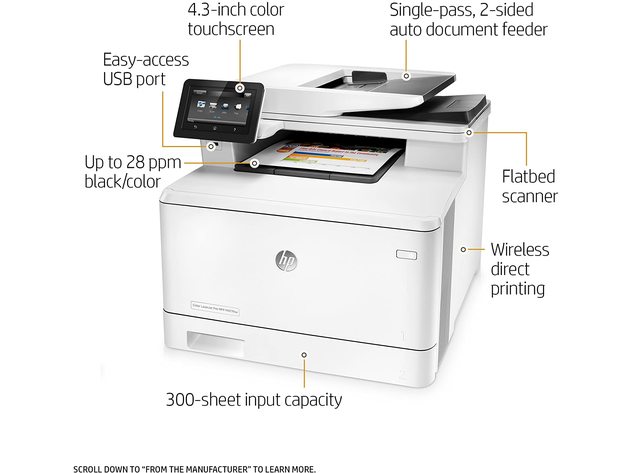 HP LaserJet Pro M477fnw Multifunction Wireless Color Laser Printer -White- (Used, Damaged Retail Box)