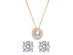 Pave Halo Disc Necklace & Stud Earrings with Swarovski Crystals (Rose Gold)