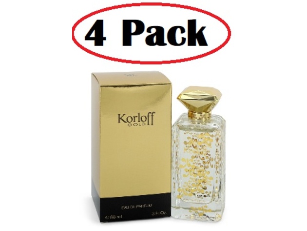 4 Pack of Korloff Gold by Korloff Eau De Parfum Spray 3 oz