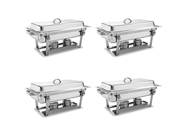 Costway 4 Pack Of Stainless Steel Chafer Chafing Dish Full Size 8 Quart Catering Buffet