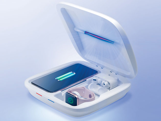 FirstHealth™ Multi-Device UV-C Sanitizing Box with Wireless Charging