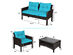 Costway 8 Piece Patio Rattan Furniture Set Loveseat Sofa Coffee Table W/Turquoise Cushion