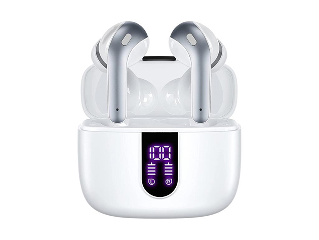 Just Jams Digital Display Earbuds (White/2 Pairs)