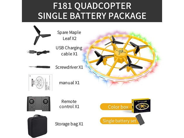 LED Ring Light Remote Control Drone with Altitude Hold and Headless Modes