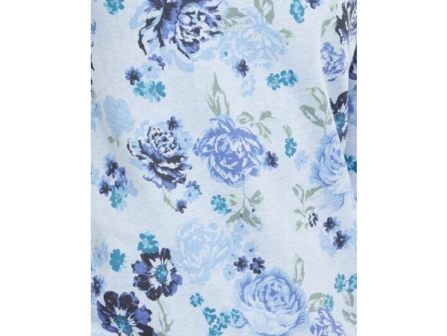 Karen Scott Women's Floral-Print Fleece Sweatshirt Blue Size Medium
