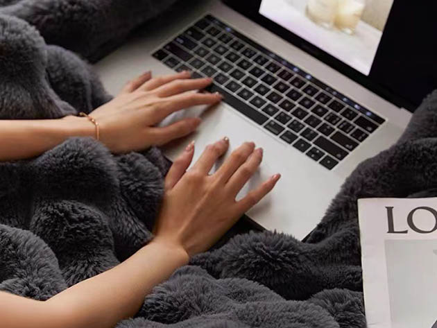 Soft Space Faux Fur Throw Blanket