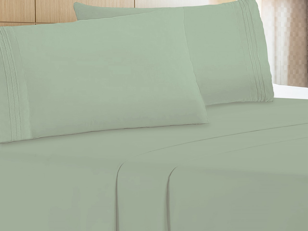 The Luxe 4-Piece Microfiber Bed Sheet Set (Sage/Twin)