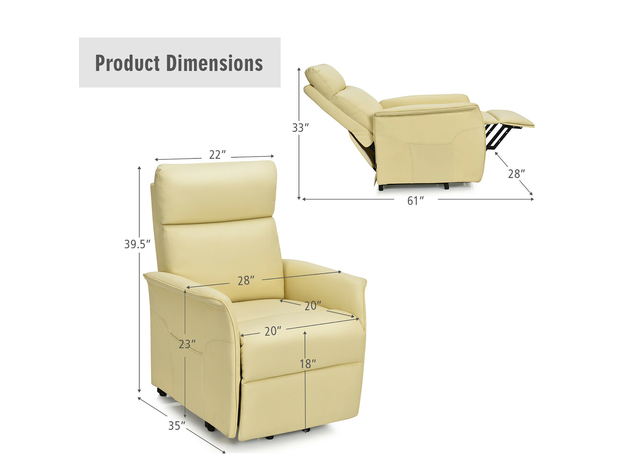 Gorelax Electric Power Lift Massage Recliner Chair Sofa w/Remote Control Beige