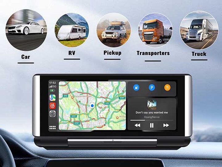 6.8 Foldable Touchscreen Car Display with Apple CarPlay & Android