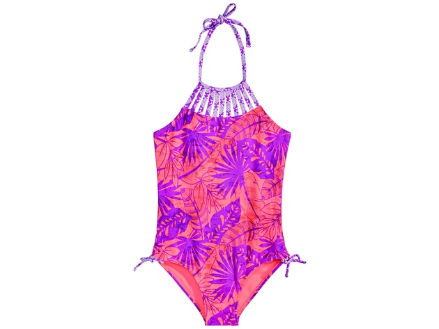 Breaking Wave Big Girls 1-Pc. Printed Strappy-Neck Swimsuit Size 14