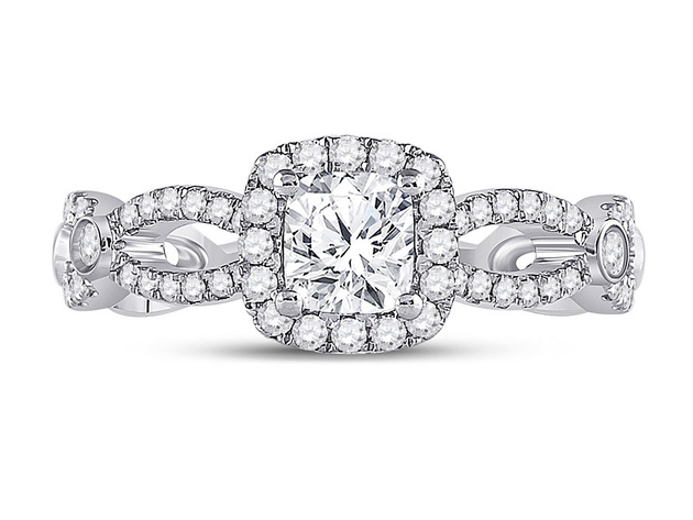 1.29 Carat (ctw G-H, I1-I2) Cushion-Cut Diamond Engagement Ring in 14K White Gold - 6