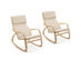 Costway Set of 2 Bentwood Rocking Chair Relax Rocker Lounge Chair w/Fabric Cushion - Beige