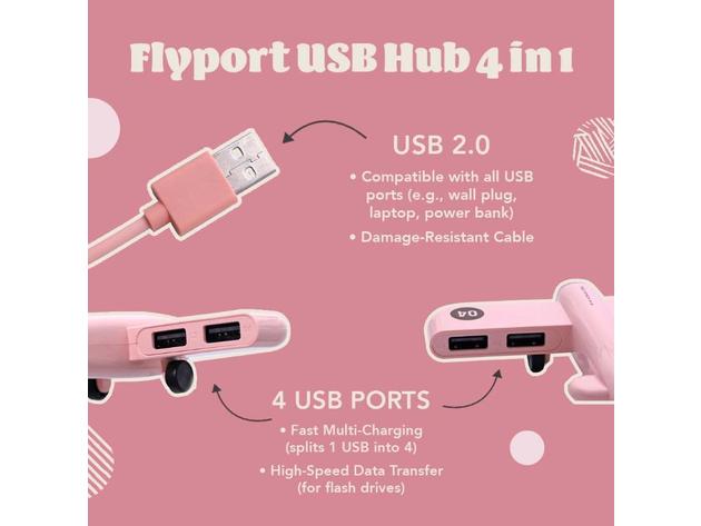 Flyport Cute Plane-Shaped USB Hub 4 in 1 Navy Blue