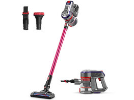 Costway 16KPa Cordless Vacuum Cleaner 6-in-1 Handheld Stick Vacuum Rechargeable Battery - Grey +Pink