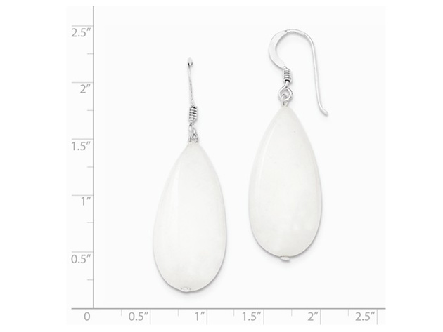 White Jade Tear Drop Earrings in Sterling Silver