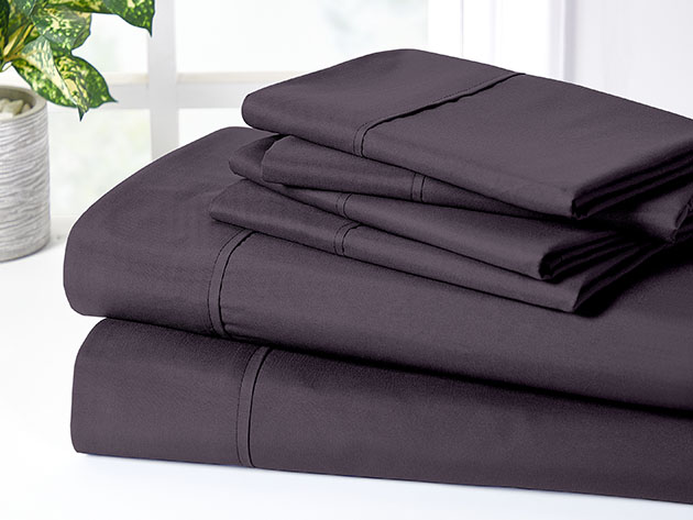 Bamboo 2000 Count 6-Piece Sheet Set with SnugGrip (Purple/Queen)